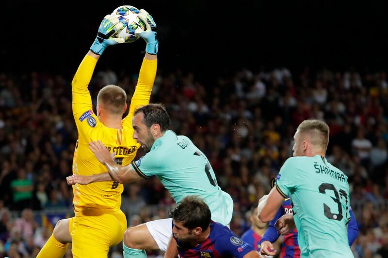 Barcelona's Marc-Andre ter Stegen makes a save. AP Photo