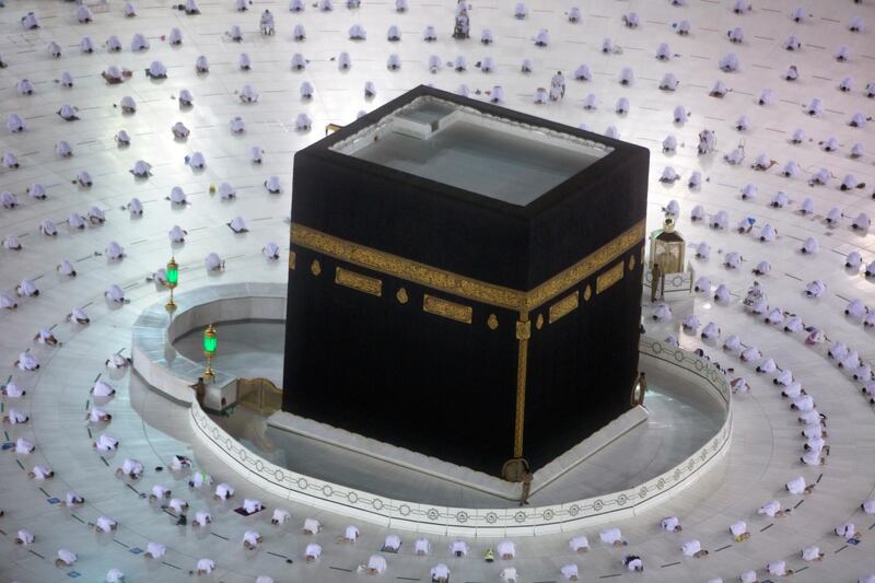 Muslims pray during the first dawn prayers of Ramadan, around the Kaaba, the sacred cube-shaped building at the centre of the Grand Mosque in Makkah, Saudi Arabia. AP Photo