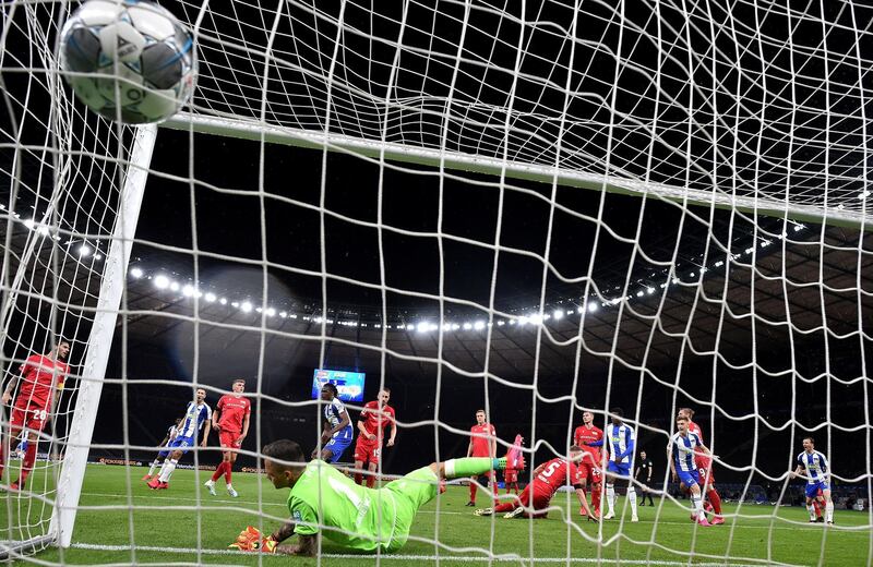 Dedryck Boyata scores Hertha's fourth goal. Reuters