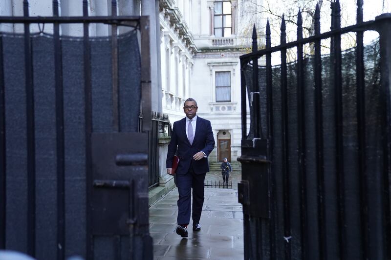 UK Foreign Secretary James Cleverly arriving in Downing Street in December. EPA