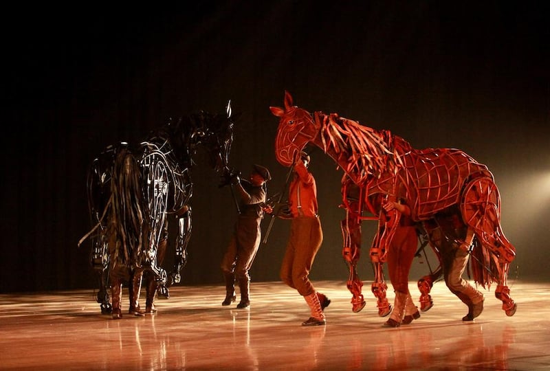 The Handspring Puppet Company performed a scene from Michael Morpugo's War Horse at the literature festival. Sarah Dea / The National