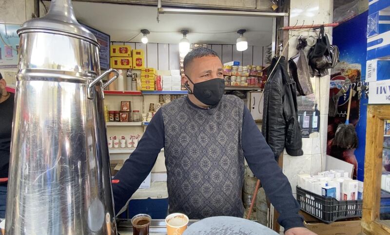 Arafat Hammoud, owner of a coffee stall at Raghadan market in Amman. Amy McConaghy / The National