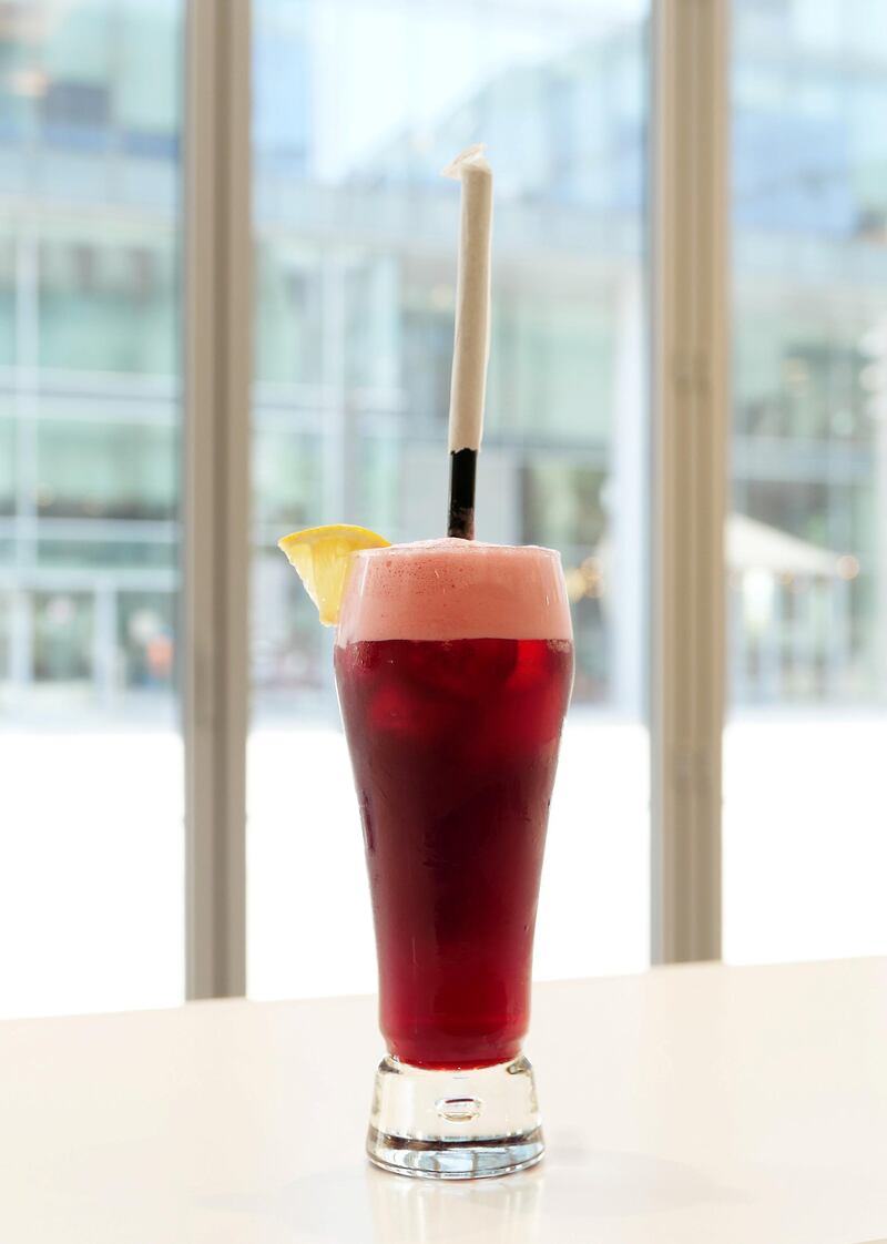 Hibiscus drink at The Name concept store and a resto café at Dubai Design District in Dubai on June 23,2021. Pawan Singh / The National. Story by Janice Rodrigues 