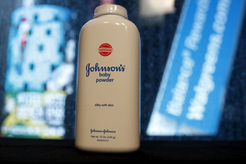 FILE PHOTO: A bottle of Johnson and Johnson Baby Powder is seen in a photo illustration taken in New York, in this image taken February 24, 2016.   REUTERS/Shannon Stapleton/File Photo
