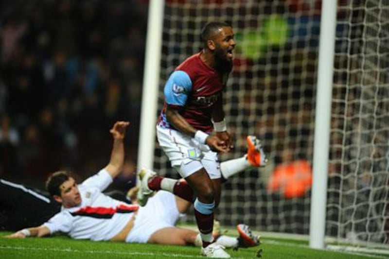 Darren Bent scores on his debut for Aston Villa against Manchester City on Saturday.