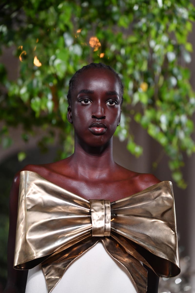 Our Luxury MagazineSeptember 2018 cover girl, Niko, walking in the Valentino Fall/Winter 2019 2020 haute couture. Getty Images
