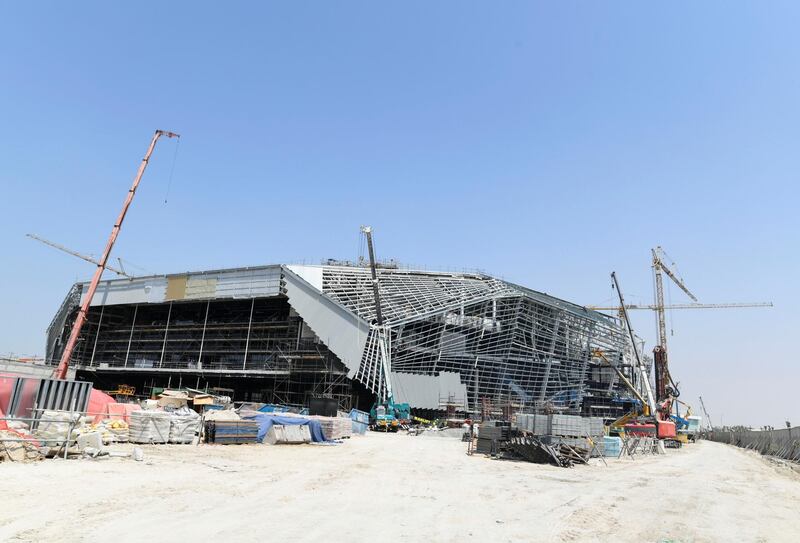 Abu Dhabi, United Arab Emirates - Closer view of the Yas Arena, a multi-purpose arena under construction at the waterfront, Yas Marina. Khushnum Bhandari for The National
