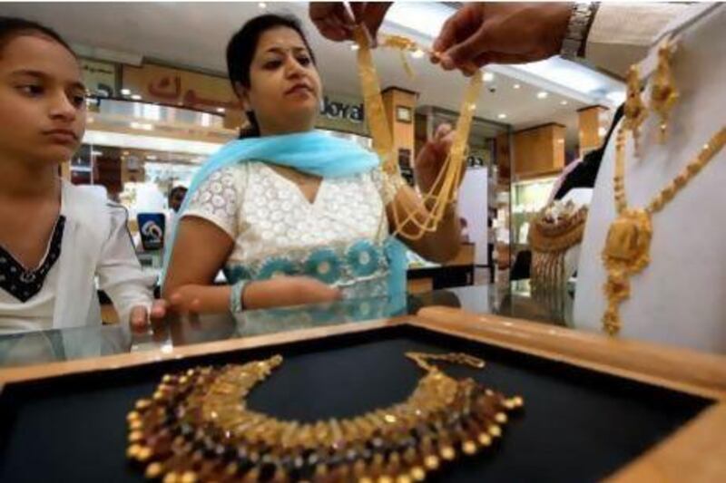 Jewellers expect as much as a 30 per cent increase in sales with the Diwali festival making stores busy. Pawan Singh / The National