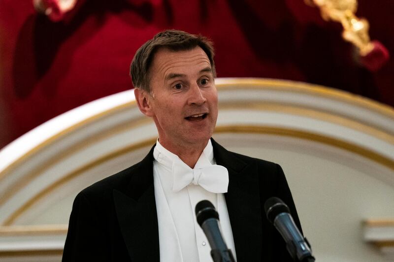 epa07568330 Britain's Foreign Secretary Jeremy Hunt delivers a speech at the Lord Mayor's Easter Banquet at Mansion House, Central London, Britain, 13 May 2019.  EPA/WILL OLIVER
