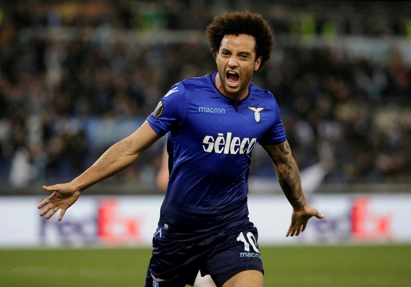 FILE PHOTO: Soccer Football - Europa League Round of 16 First Leg - Lazio vs Dynamo Kiev - Stadio Olimpico, Rome, Italy - March 8, 2018   Lazio's Felipe Anderson celebrates scoring their second goal          REUTERS/Max Rossi/File Photo