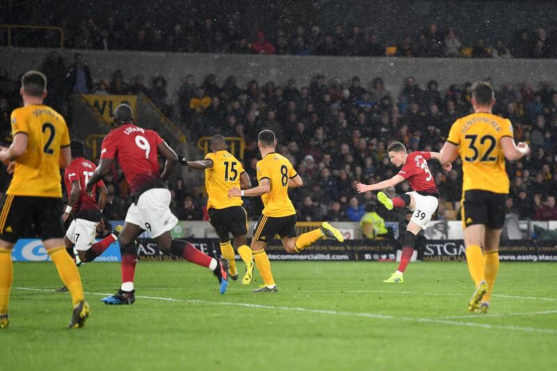 WManchester United's Scott McTominay scores his team's first goal. Getty Images