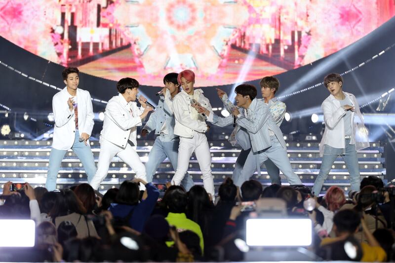 BTS perform at concert to promote 18th Fina World Championships at a stadium in Gwangju, South Korea on April 28, 2019. EPA
