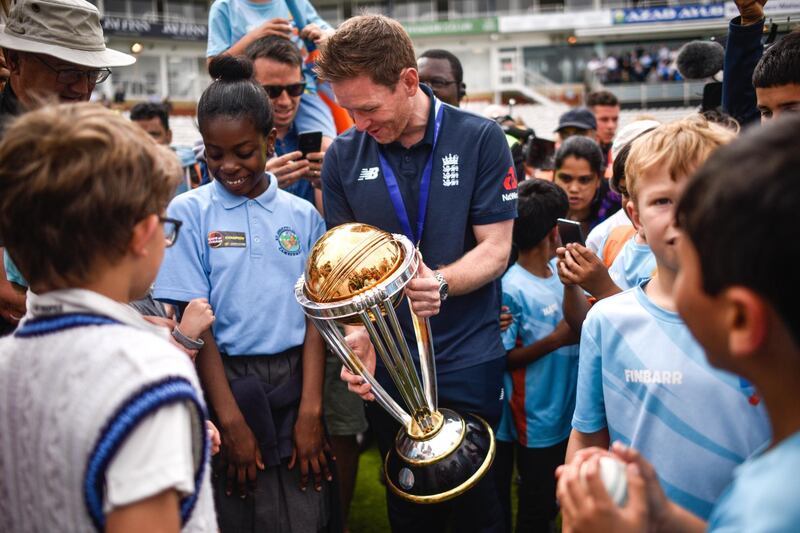 Eoin Morgan, Captain, during the England ICC World Cup Victory Celebration at The Kia Oval in London, England. Getty Images