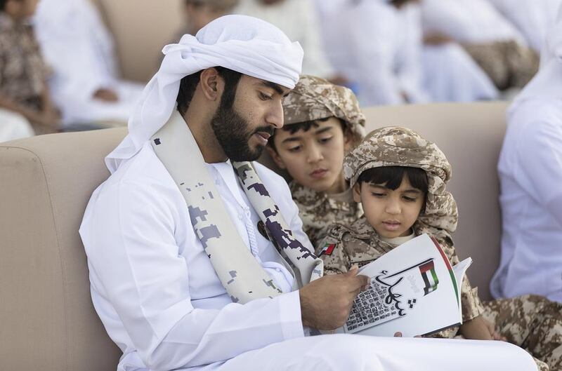 Children, many of them in army fatigues, attended Commemoration Day ceremonies around the UAE, including the event near Sheikh Zayed Grand Mosque. Philip Cheung / Crown Prince Court – Abu Dhabi
