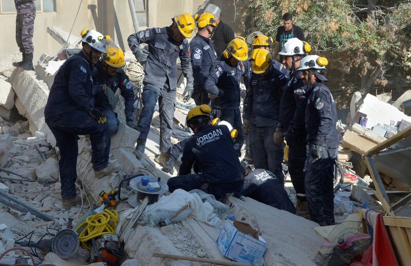 Rescue workers at the scene. Reuters