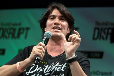Adam Neumann, co-founder and chief executive officer of WeWork, speaks during the TechCrunch Disrupt NYC 2015 conference in New York, U.S., on Tuesday, May 5, 2015. TechCrunch features leaders from various technology fields and includes a competition for the best new startup company. Photographer: Michael Nagle/Bloomberg *** Local Caption *** Adam Neumann