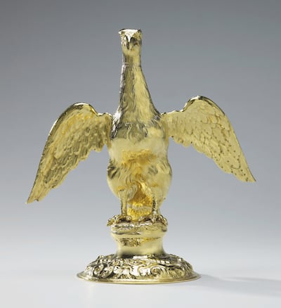 The gold Ampulla is shaped in the form of an eagle with outspread wings and is used to hold the consecrated oil. Photo: Royal Collection Trust
