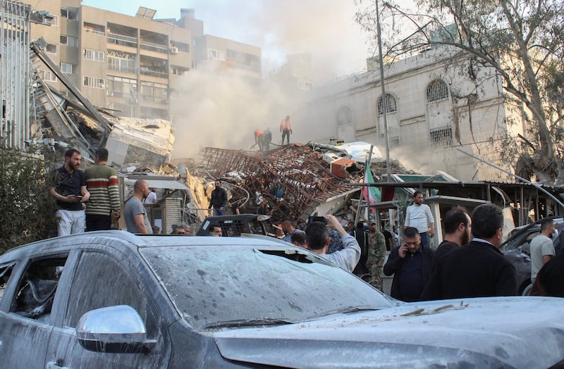 The site of the Israeli air strike on Iran's consulate in the Syrian capital, Damascus, on April 1. Reuters