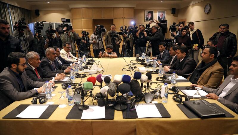 Yemen's warring parties attend a new round of talks to discuss a prisoners swap deal, in Amman, Jordan February 5, 2019. REUTERS/Muhammad Hamed