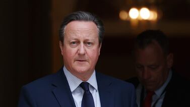 British Foreign Secretary David Cameron departs 10 Downing Street following a Cabinet meeting in London, Britain, 16 April 2024.   EPA / ANDY RAIN