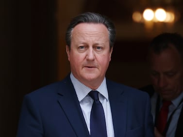British Foreign Secretary David Cameron departs 10 Downing Street following a Cabinet meeting in London, Britain, 16 April 2024.   EPA / ANDY RAIN