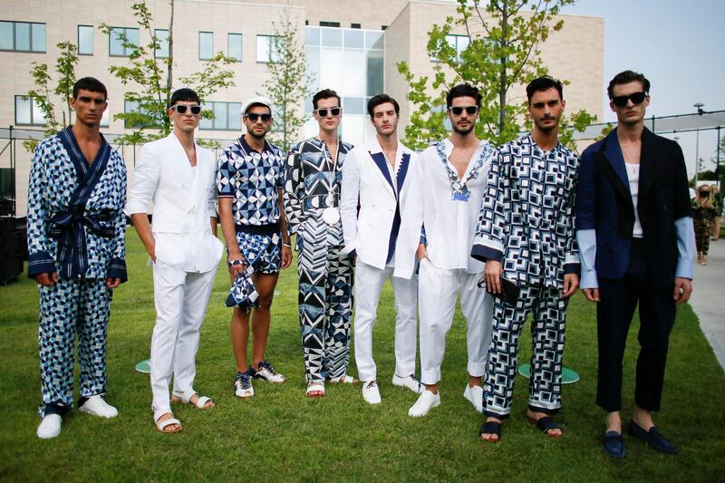 Models presents looks from the Dolce & Gabbana Spring / Summer 2021 men's collection in a live-streamed show at the university campus of the Humanitas Research Foundation during Milan Digital Fashion Week. Reuters