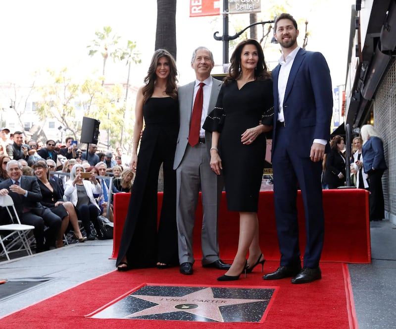 Actor Lynda Carter poses with her husband Robert A Altman and their children Jessica and James after unveiling her star on the Hollywood Walk of Fame. Mario Anzuoni / Reuters