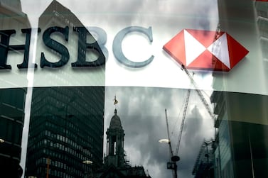 HSBC branch in London. Lender announced lay-offs after the surprise departure of chief executive John Flint. AP 