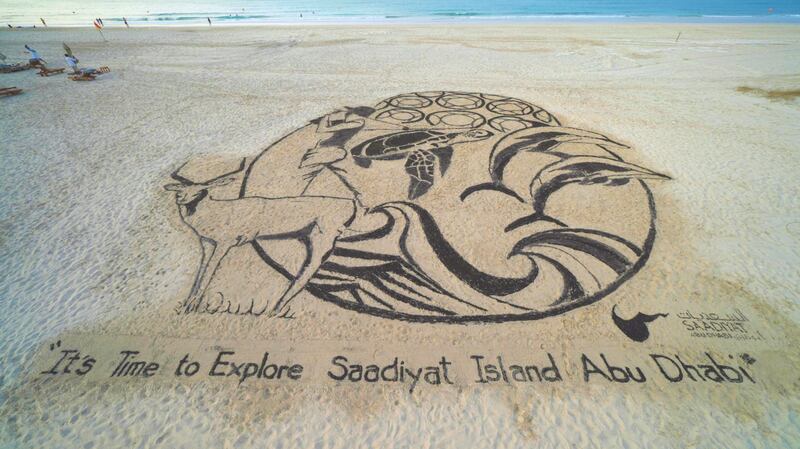 The meticulously designed sand creation showcases Saadiyat Island's most significant features. Photo: Saadiyat Island