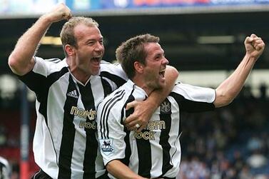 Alan Shearer, left, played for a spell with Michael Owen at Newcastle. PA