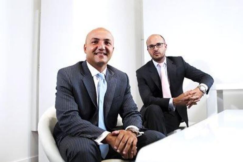 Sam Quawasmi, left, and Chris Thomas are the founders of Eureeca, which is bringing a new financing model to the Middle East. Sarah Dea / The National