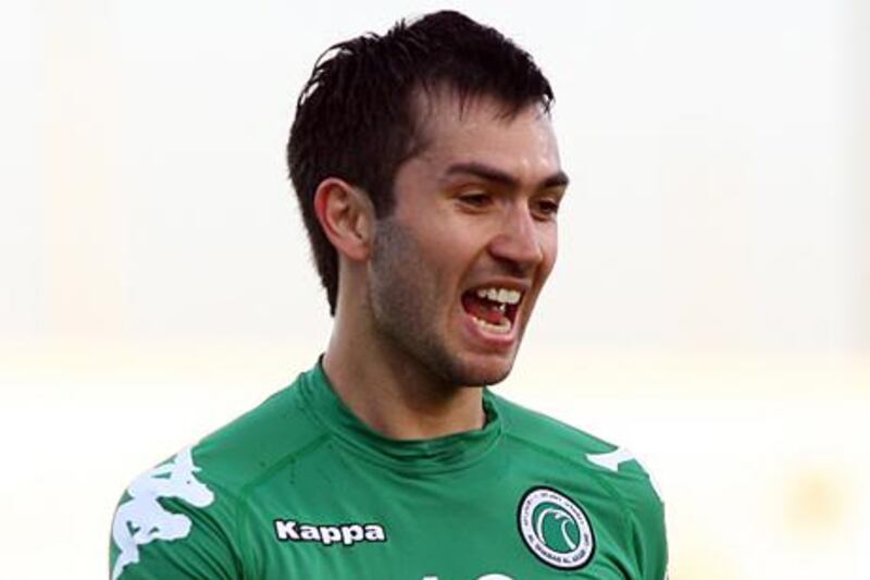 Al Shabab's Carlos Villanueva celebrates after scoring against Dubai.