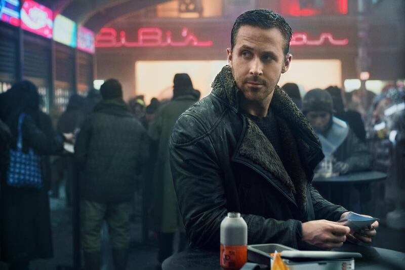 This image released by Warner Bros. Pictures shows Ryan Gosling in a scene from "Blade Runner 2049." (Stephen Vaughan/Warner Bros. Pictures via AP)
