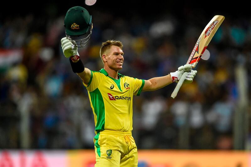 Australia's David Warner scored an unbeaten century against India in the first ODI at the Wankhede Stadium in Mumbai on Tuesday. AFP