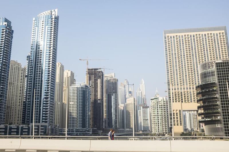 Prices in prime areas such as Dubai Marina, above, continue to edge lower. Reem Mohammed / The National