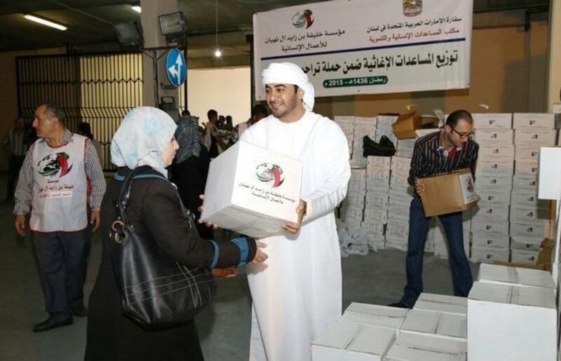 The Khalifa bin Zayed Al Nahyan Foundation provides food parcels and iftar meals to families in Sidon. Wam