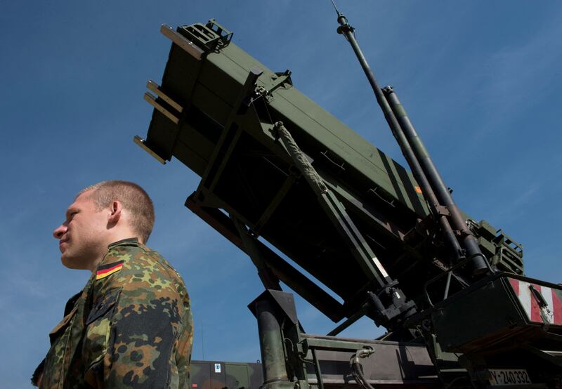 View of a German Patriot missile launcher at the Gazi barracks in Kahramanmaras, southern Turkey in 2014. AFP