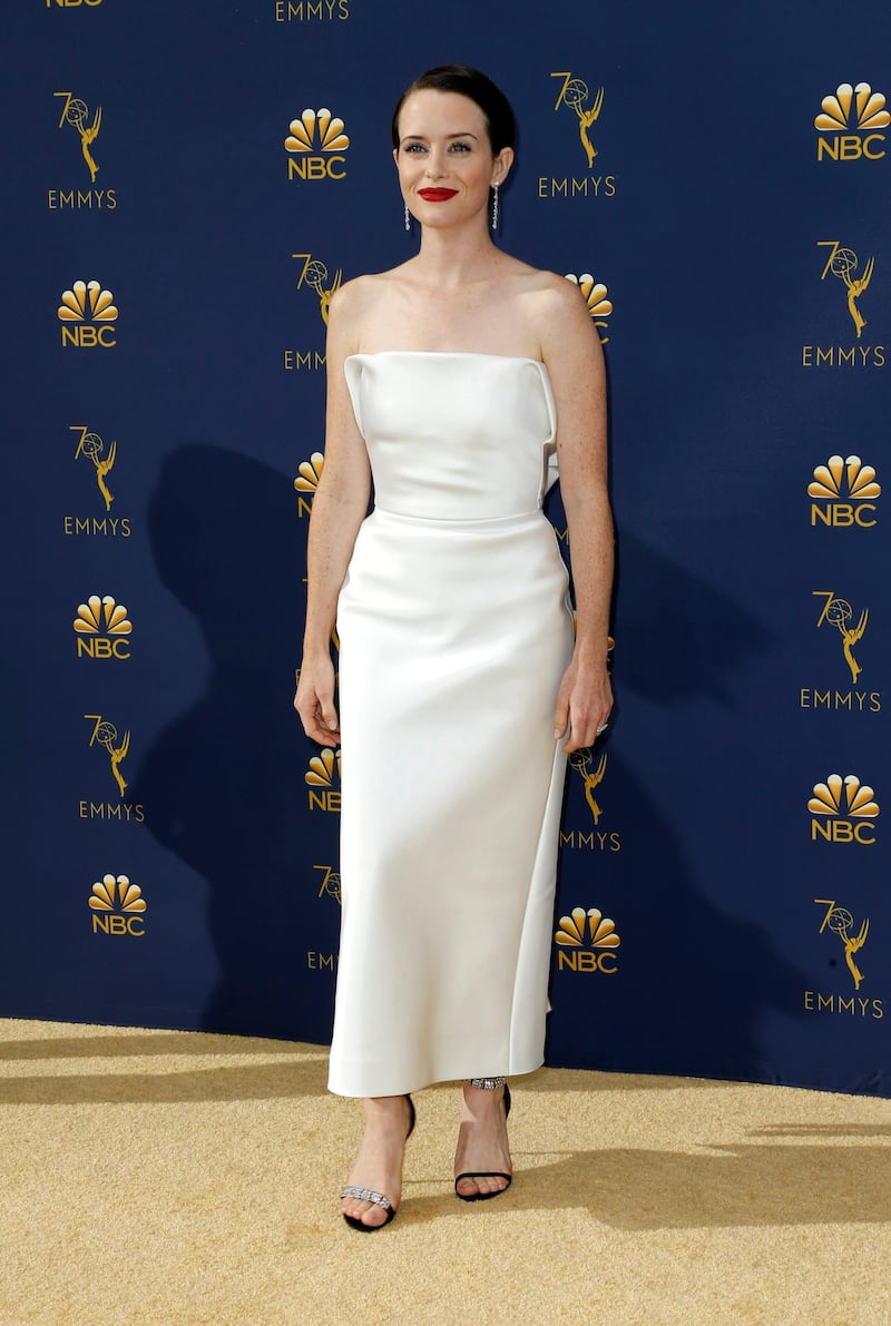Claire Foy in Calvin Klein by appointment (the back of which bears a huge bow). Photo / Reuters