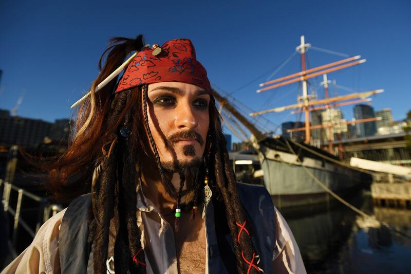 Someone dresses up as Captain Jack Sparrow from Pirates of the Caribbean.  EPA