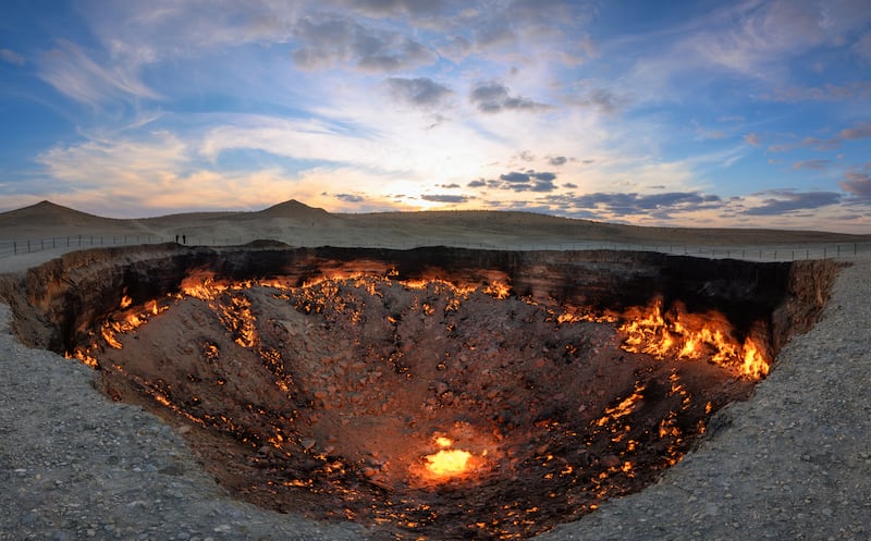 Turkmenistan's Gates of Hell is a gas crater that has been burning since a Soviet drilling operation went awry in 1971. Getty Images