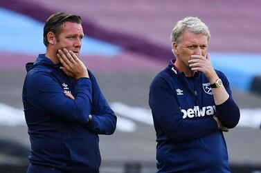 West Ham United manager David Moyes and first team coach Kevin Nolan. Reuters