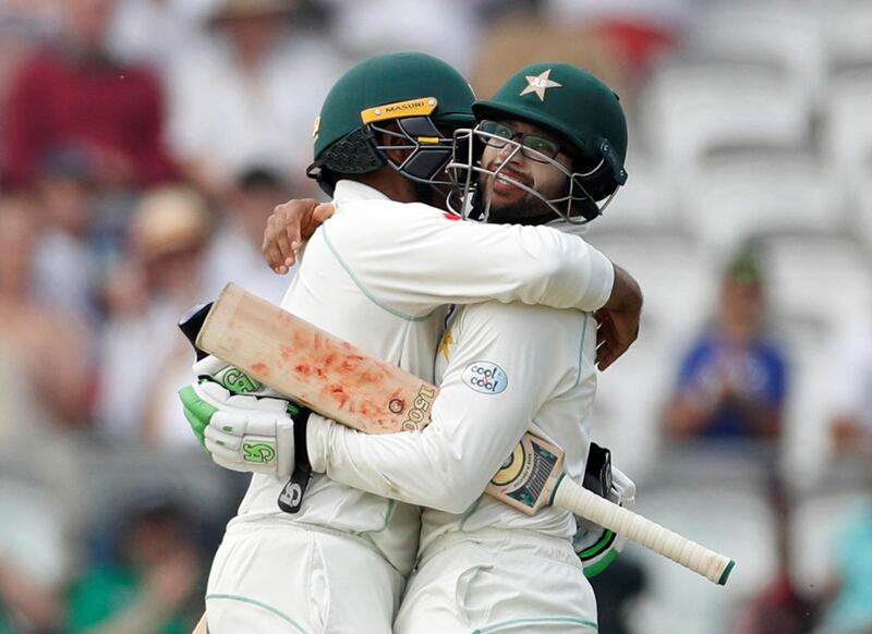 Cricket - England vs Pakistan - First Test - Lord's Cricket Ground, London, Britain - May 27, 2018      Pakistan's Imam ul-Haq (R) and Haris Sohail celebrate after winning the First Test   Action Images via Reuters/John Sibley