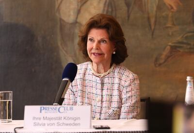 Queen Silvia of Sweden said the plight of children was too often forgotten in wartime. Getty Images