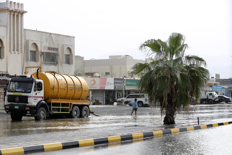 In flood-hit Kalba, 2,069 residents were moved into schools. Pawan Singh / The National 