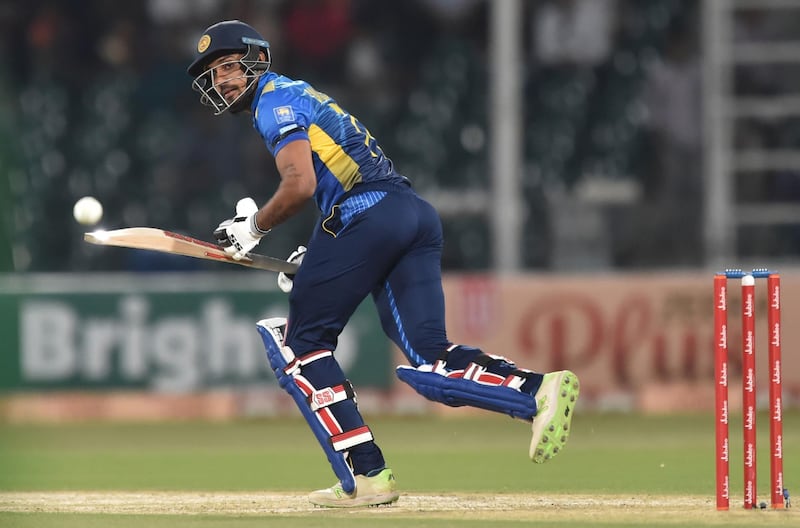 Sri Lanka  batsman Danushka Gunathilaka flicks the ball in Lahore. AFP