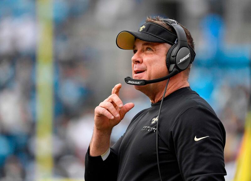 Sean Payton during New Orleans Saints' game against the Carolina Panthers. Getty