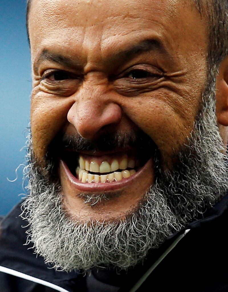 Wolves manager Nuno Espirito Santo celebrates after the match. Reuters