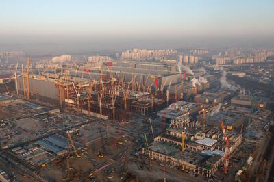 The construction site of Samsung's P3 semiconductor manufacturing plant in Pyeongtaek, in Gyeonggi Province. Bloomberg