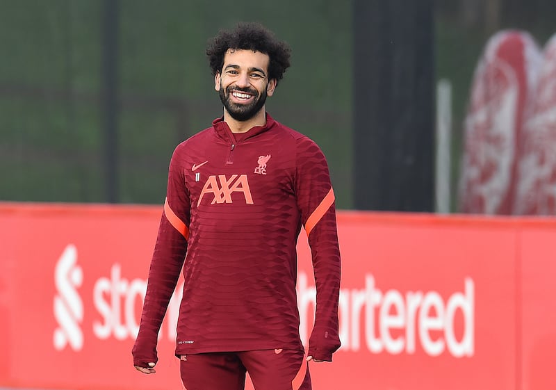 Mohamed Salah enjoys the training session.
