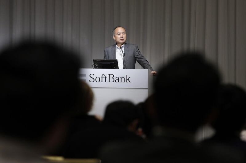 Masayoshi Son, chairman and chief executive officer of SoftBank Group Corp., speaks during a news conference in Tokyo, Japan, on Monday, Aug. 6, 2018. SoftBank's first-quarter profit climbed 49 percent from a year earlier, thanks to investment gains. Photographer: Kiyoshi Ota/Bloomberg